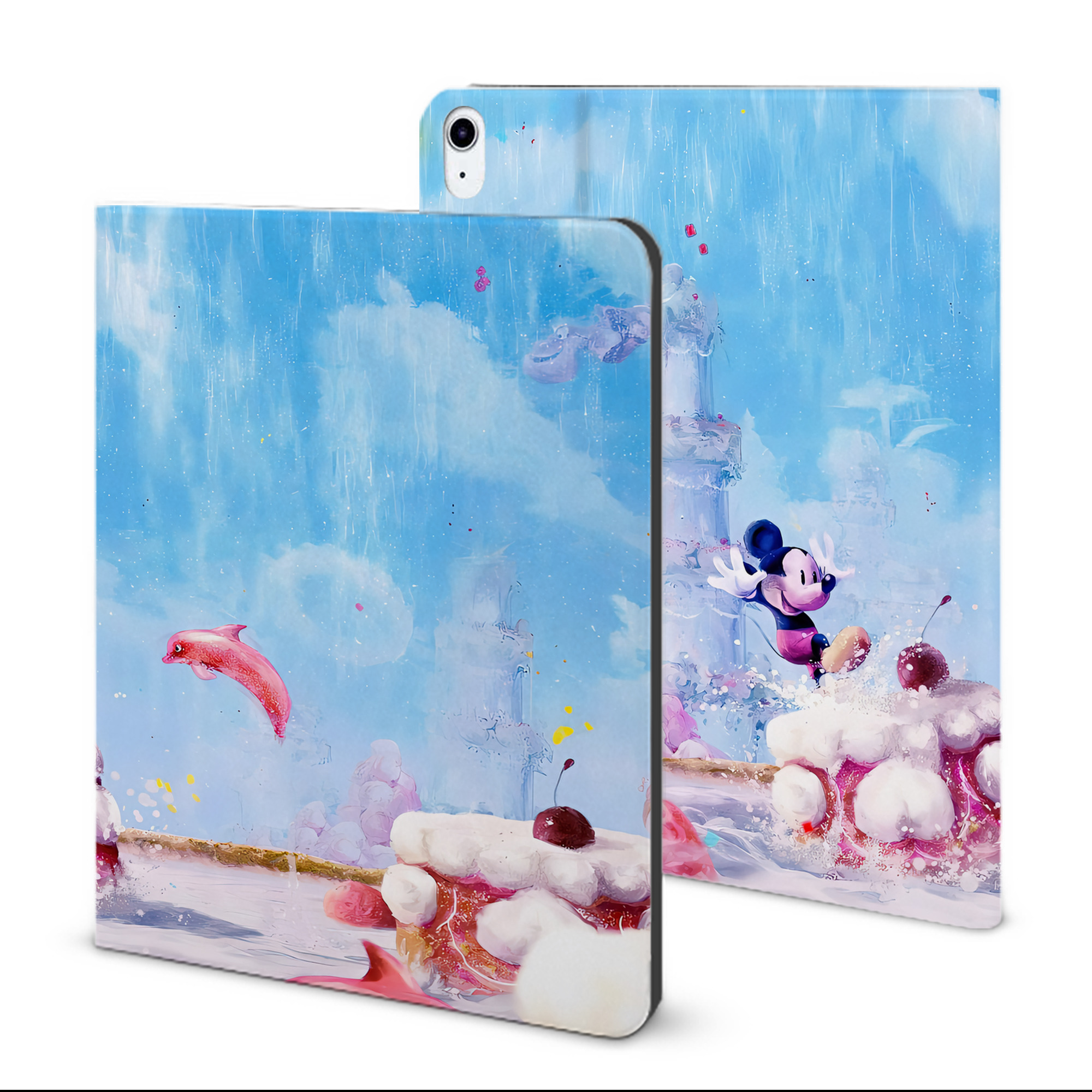 （画像用） ミッキーマウス Mickey Mouse IPad ケース ブック型 PUレザー TPU 耐衝撃 軽量 薄型 ペン収納なし 全面保護 IPad 各モデル対応